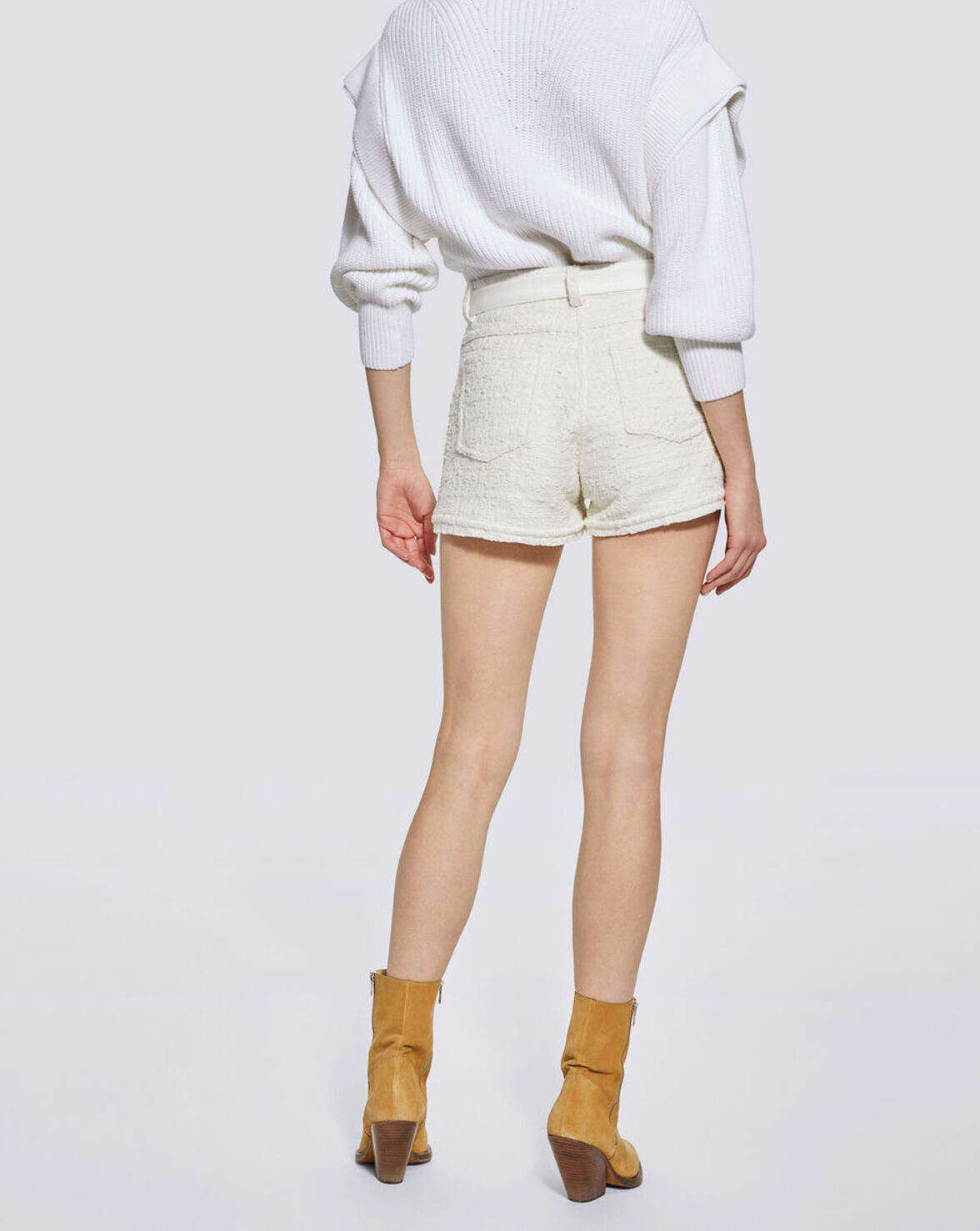 NANNIE TWEED BELTED MINI SHORTS image number null